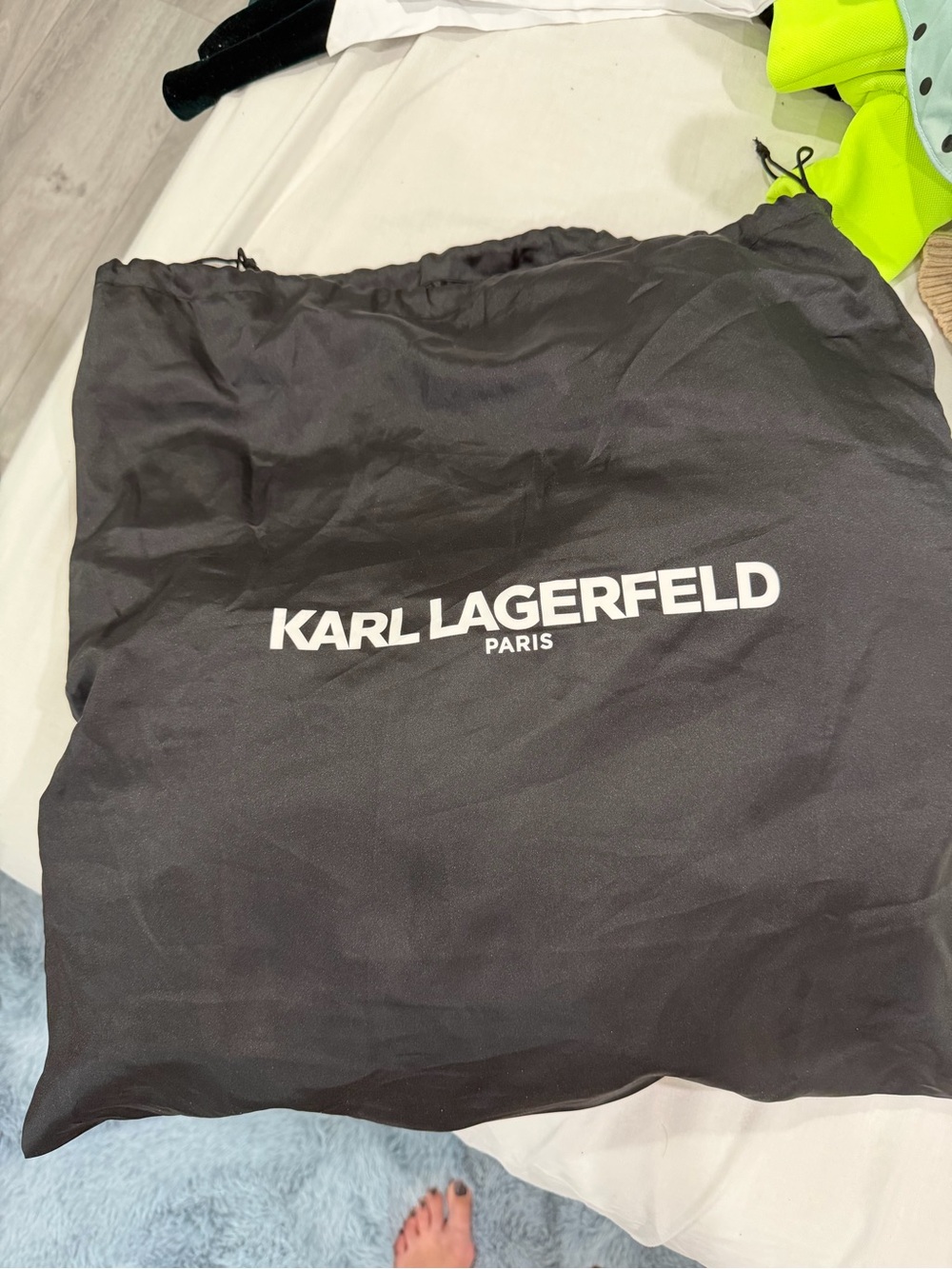Karl Lagerfeld Black Fabric Drawstring Logo Dust Bag